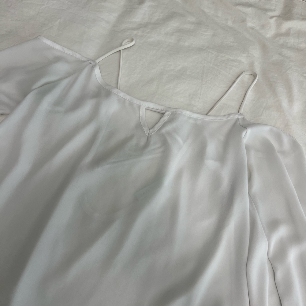 Open Back, Spaghetti Strap, Shoulder Less White T… - image 2